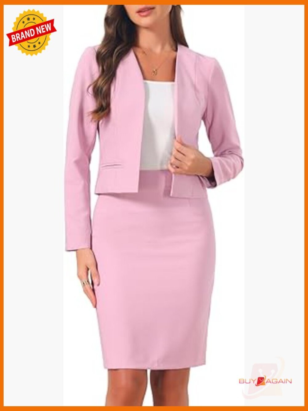Business Skirt Suit Set Women Open Front Blazer Pencil Skirt 2 Piece Outfits